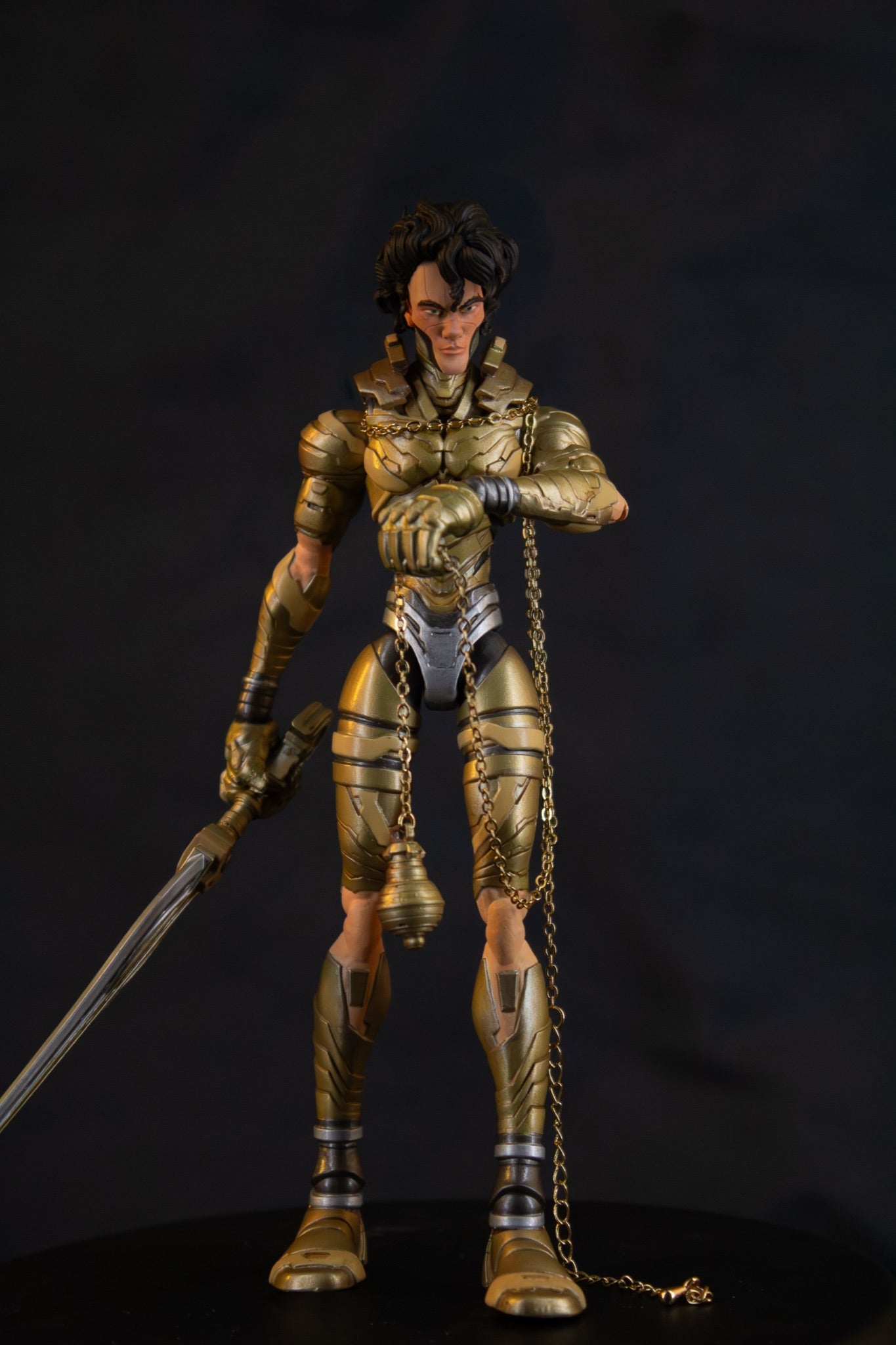 Mikha'el 7" action figure — full figure, front, sword and chain