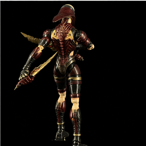 Sama'el 7" action figure — render: back view, weapons raised