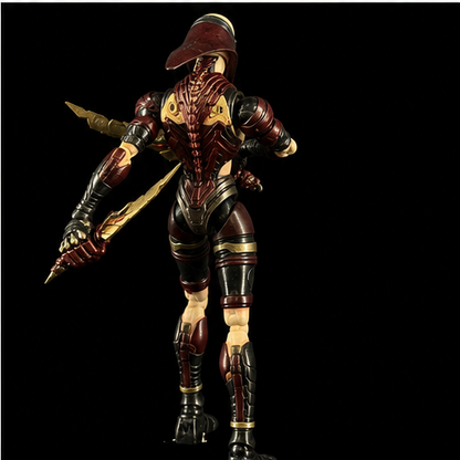 Sama'el 7" action figure — render: back view, weapons raised