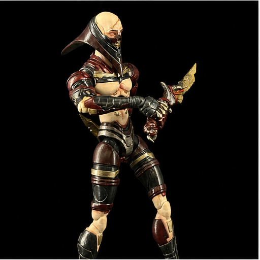 Sama'el 7" action figure — render: three-quarter side, dual weapons ready