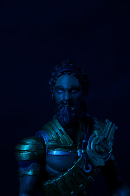Yeshua 7" action figure — head and upper-torso close-up, blue lighting